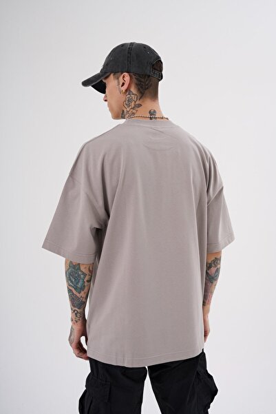 Machinist Men's Solid Basic Cotton Oversize Gray T-Shirt