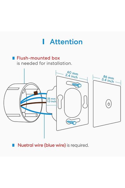 MEROSS Smart Wi-Fi 2-Way Wall Switch - Touch