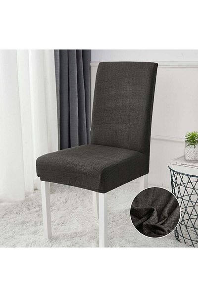 trendyhome Set of 6 Elastic Chair Covers, Elastic Cotton, UNI, Black, J11234