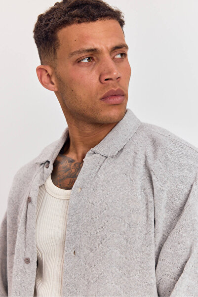 Weyeze Self Patterned Oversize Poor Sleeve Shirt 19187Wyz