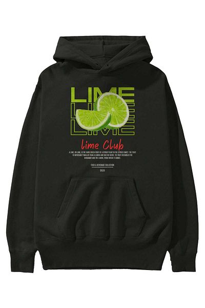 Ankhises Lime Cocktail Front Printed Hoodie Oversize Hooded Sweatshirt Men Women