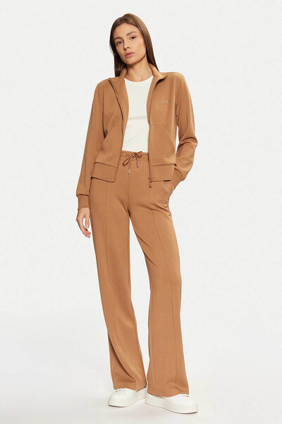 Guess Kadın Gelsey Full Zip Logolu Sweatshirt - Camel