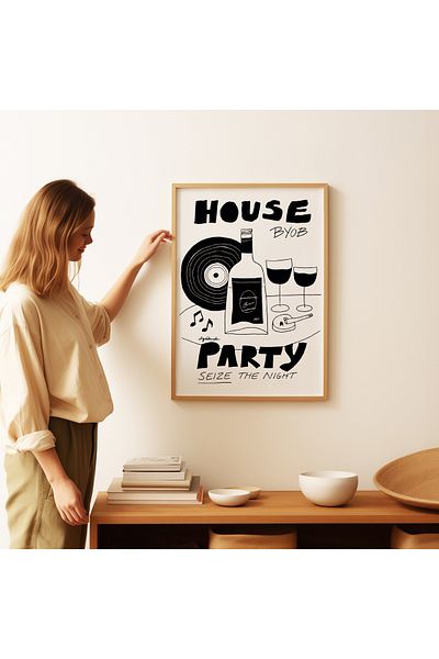 ARTHOUSECOLLECTIVE Плакат за домашно парти - Плакат за домашно парти - Музика и забавления - Нерамкиран плакат с размер на маса