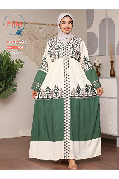 Hala جلابية استقبال مطرزة ومصنوعة من قماش الكتان الخفيف والناعم يمنحك شعورًا ...