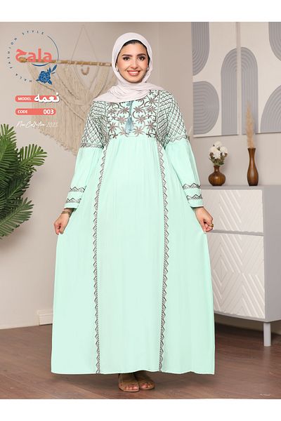 Hala Embroidered reception jalabiya made of light and soft linen fabric that gives you a feeling of comfort and freshness