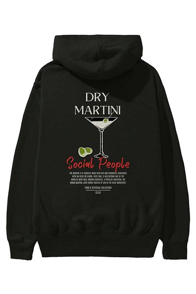 Ankhises Dry Martini Cocktail Back Printed Hoodie Oversize Hooded Sweatshirt Men Women