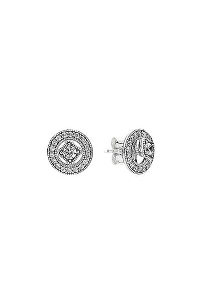 Pandora Cercei Eleganti tip Halo rotund din Argint 925 si Zirconiu