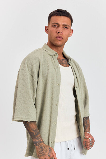 Weyeze Self Patterned Oversize Poor Sleeve Shirt 19187Wyz