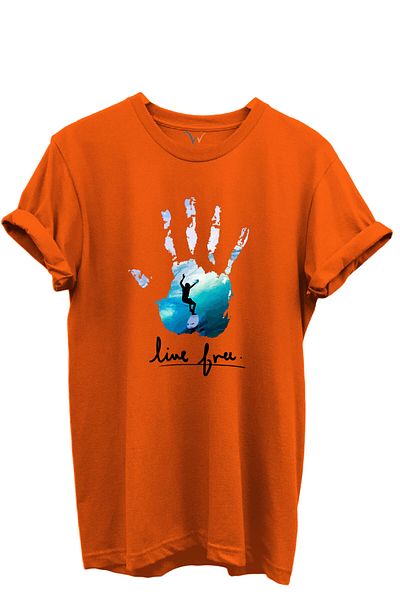 WİDİ Tricou unisex cu croiala normală, 100% bumbac, scris Live Free și imprimat manual