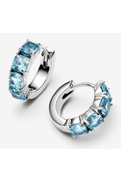 Pandora Cercei rotunzi Cristal albastru deschis - Argint 925