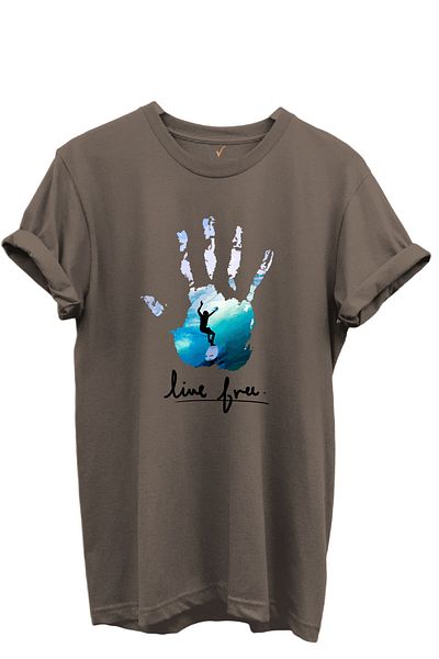 WİDİ Tricou unisex cu croiala normală, 100% bumbac, scris Live Free și imprimat manual