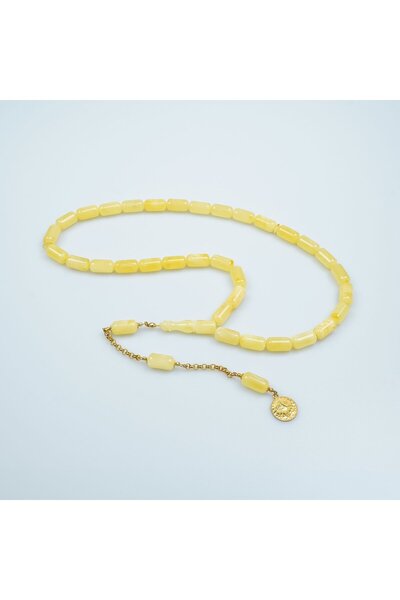 vovoyo 22 Ayar Altın Püsküllü Damla Kehribar Tesbih