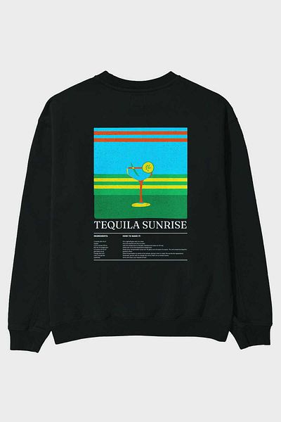 Ankhises Tequila Sunrise Front Printed Oversize Sweatshirt Men Women Unisex