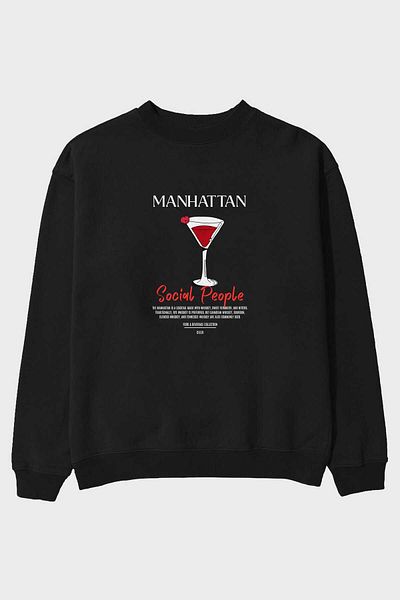 Ankhises Hanorac oversize imprimat Manhattan pentru bărbați, femei, unisex