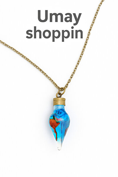 Store Sulu Çiçek Fanus Canlı Kolye