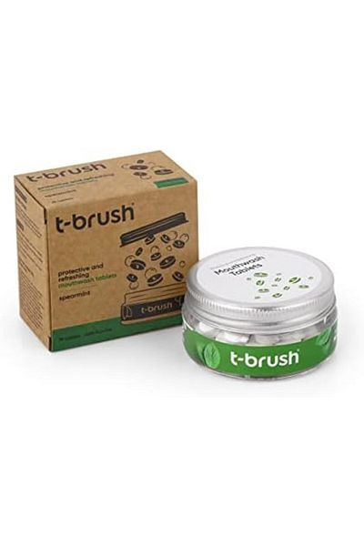 TBRUSH t-brush protective and refreshing mouthwash tablets, spearmint, with fluoride, 75 tablets