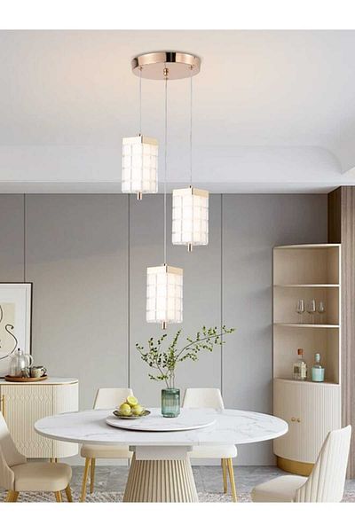 best power Modern LED Chandelier 9896-3 – 3 Pendant Lamps, 30W | 100cm Adjustable Cord | 3 Lighting Modes