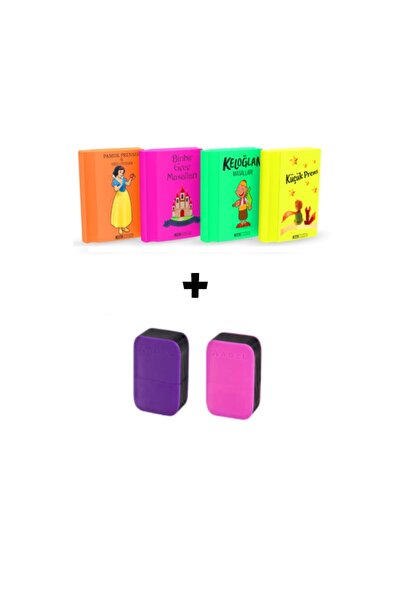 Adel ART.21 SİLKA 4 ADET NEON KİTAP SİLGİ ve 2 ADET PRİME KALEMTRAŞ SETİ (KIZ...