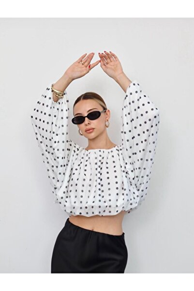eBaa fashıon PUANTİYELİ ASTARLI PREMIUM TÜL BLUZ