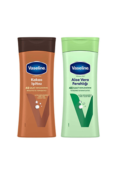 Vaseline Vücut Losyonu Aloe Vera Ferahlığı 400 ml + Vücut Losyonu Kakao Işıltısı 400 ml