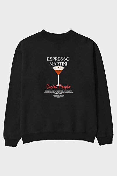 Ankhises Espresso Martini Imprimat frontal Negru Oversize Hanorac Bărbați Fem...