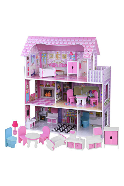 Jokomisiada Casuta de papusi, Jokomisiada, ZA4130, Din lemn, Cu etaj si mansarda, lumini LED, accesorii