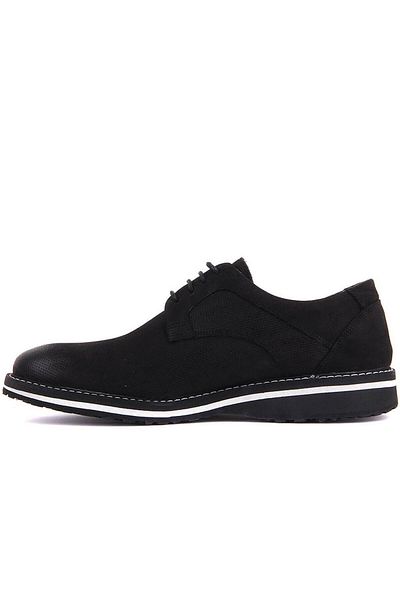 Fosco 8071 حذاء كاجوال برباط أسود للرجال من Nubuck
