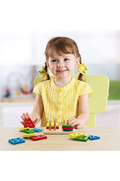 Bibilel Educational Toy, Montessori Wooden, 36+ months, Geometric Shapes, 16 pcs, 12x12 cm, Multicol