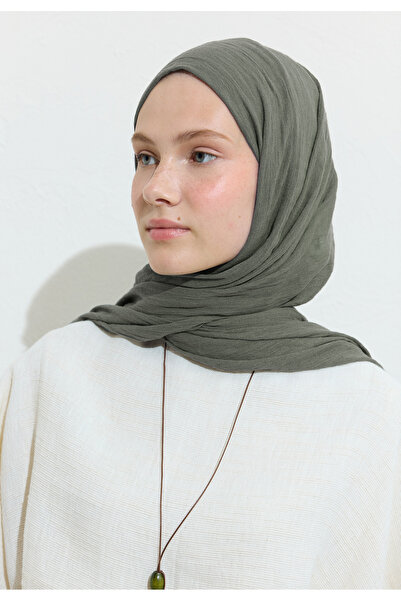 Fresh شال من القطن والكتان باللون الرمادي