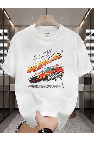 PARUNIV Men's T-shirt, Run The RACE, Classic Regular Fit, 100% Cotton, Vegan Approved