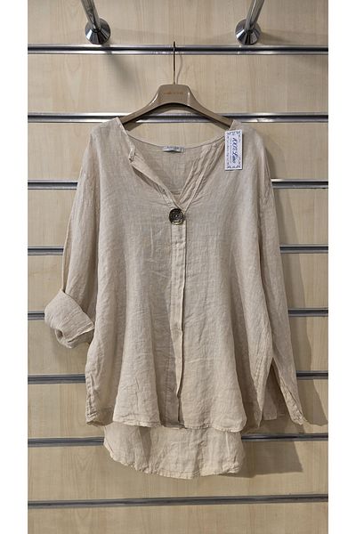 Park Moda Bluză din in italian cu model simplu cu mânecă lungă