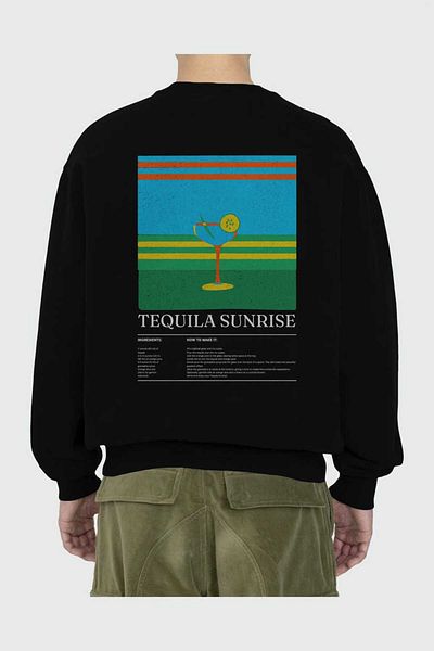 Ankhises Tequila Sunrise Front Printed Oversize Sweatshirt Men Women Unisex