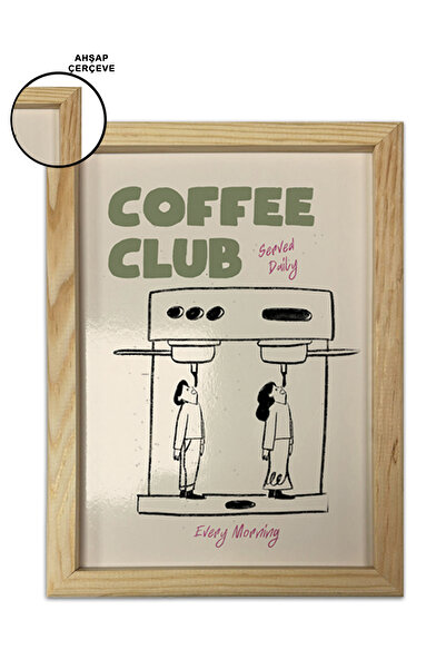 AND Ahşap Çerçeveli Coffee Temalı Tablo Üçlü MDF Poster Tablo Duvar Dekoru (21x30 cm)