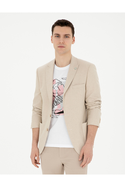 Pierre Cardin Beige Ex. Slim Fit Jacket 50285244-Vr011