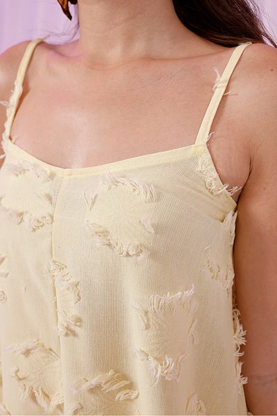 Moda Palmiss Women's Yellow Strap Tassel Detailed Midi Dress
