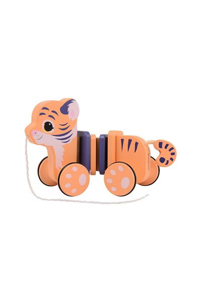 Joueco Pull toy, Joueco, Tiger, The Wildies Family Collection, FSC certified wood