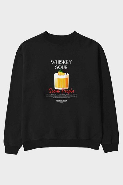 Ankhises Whiskey Sour față Imprimat Oversize Hanorac Bărbați Femei Unisex