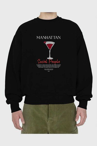 Ankhises Hanorac oversize imprimat Manhattan pentru bărbați, femei, unisex