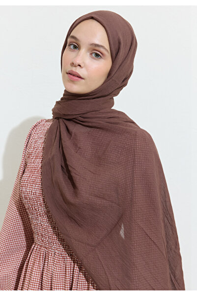 Fresh شال من القطن والكتان شوكولاتة شيك