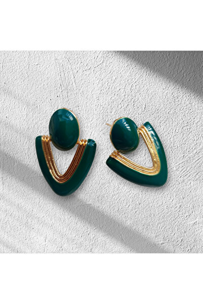 MODA Sinemiss Zümrüt Yeşili & Altın Küpe