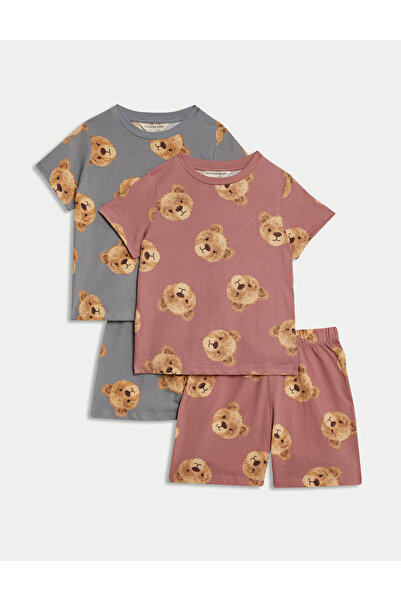 Marks & Spencer 2'li Saf Pamuk Spencer Bear™ Pijama Takımı (1-8 Yaş)