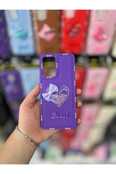 Xiaomi Redmi Note 11R Compatible Glossy Soft Case with Sweet Lettering, Heart Embossed Glitter