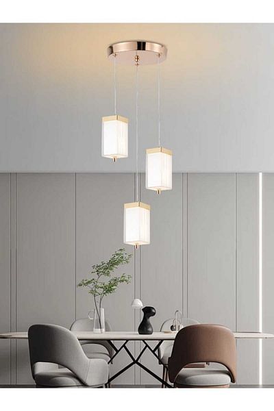 best power Modern LED Chandelier 9897-3 – 3 Pendant Lamps, 30W | 100cm Adjustable Cord | 3 Lighting Modes