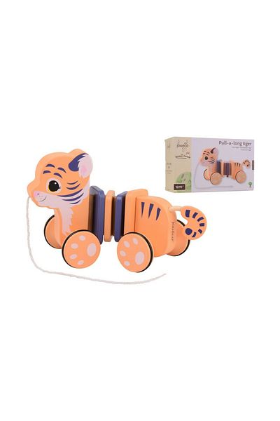 Joueco Pull toy, Joueco, Tiger, The Wildies Family Collection, FSC certified wood