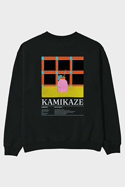 Ankhises Hanorac oversize cu imprimeu frontal Kamikaze Bărbați Femei Unisex
