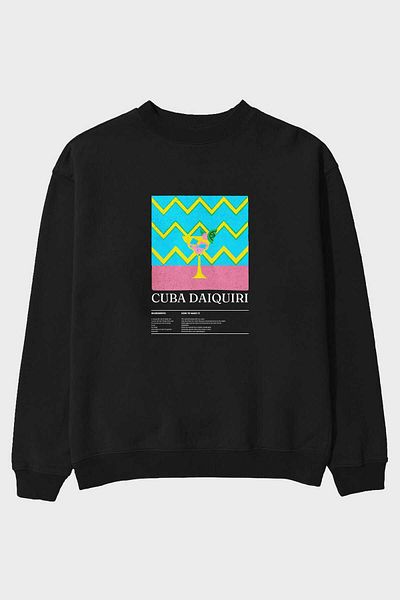 Ankhises Hanorac supradimensionat cu imprimeu frontal Cuba Daiquiri Bărbați Femei Unisex