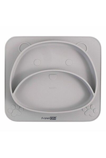 FreeON FreeON, πιάτο σιλικόνης χωρίς BPA, 26 x 23 x 2,6 cm, Γκρι αρκουδάκι