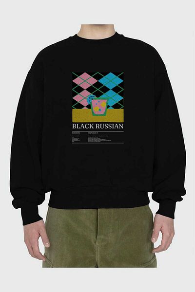 Ankhises Black Russian Front Printed Oversize Sweatshirt Men Women Unisex