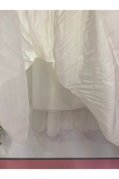 edu collection Üç katlı şifon etek astarlı beyaz