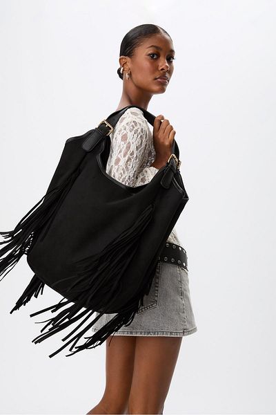 Stradivarius Faux suede bag with maxi fringe